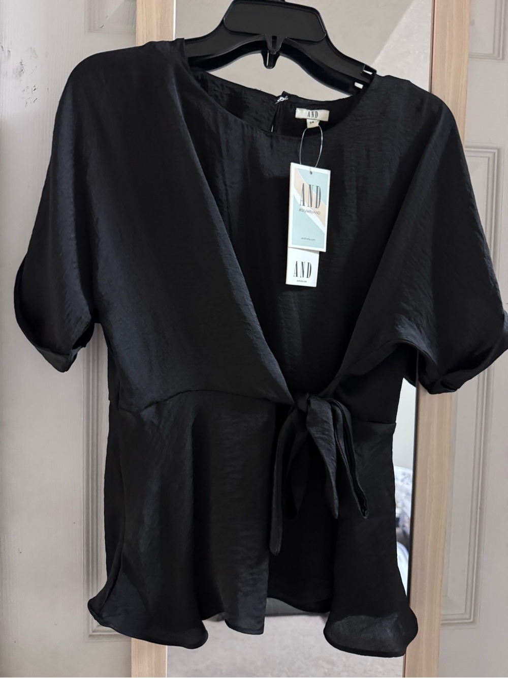 AND Black Tie-Front Women's Top